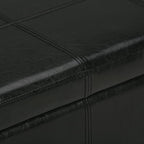 SIMPLIHOME Kingsley 48 inch Wide Transitional Rectangle Large Storage Ottoman in Midnight Black Vegan Faux Leather, Assembled, For the Living Room, Entryway and Family Room