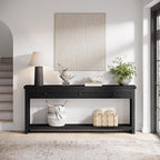 Tribesigns 70.9 inch Sofa Console Table with 3 Drawers, Extra Long Entryway Table with Open Storage Shelves Wooden Couch Table Foyer Tables Furniture for Living Room Hallway Entrance, Black