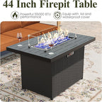 LayinSun 5 Pieces Aluminum Patio Furniture Set with Fire Pit Table, Oversized Seat with Hight Back, Outdoor Conversation Sets for Porch, Balcony, Deck