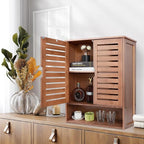 HYNAWIN Bamboo Wall Cabinet, Over Toilet Bathroom Furniture, Wall Mounted Storage Medicine Cabinet with Two Doors & Adjustable Shelves, for Bathroom, Kitchen, Living Room, Walnut, Dark Brown