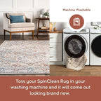 nuLOOM 6' 7" x 9' Machine Washable Stain-Resistant Area Rug Medium Profile for Living Room, Bedroom, and Dining Room, Cady Beige