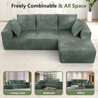 108” Cloud Sectional Couch, Modular Sectional Sofa with Deep Seat, Corduroy Boneless Couches with Chaise for Living Room Bedroom, No Assembly Required