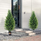 VEVOR Artificial Topiary Cedar Tree, 36 inch Tall (2 Pieces), with Extra Leaves & Pot Faux Evergreen Fake Pine Cypress Trees Plant, UV Rated Artificial Greenery Set for Home Decor Indoor/Outdoor