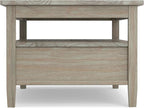 SIMPLIHOME Warm Shaker Coffee Table - 48 inch Wide Solid Wood Cocktail Table in Distressed Grey, Transitional Living Room Table with 2 Storage Drawers and Open Shelf for Sitting Area or Lounge