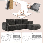 EASE MOOSE Sectional Cloud Couch Oversized for Living Room, 7-Seat Modular Boneless Sofa U-Shaped Sofa with Ottoman, No-Assembly Chenille Couch, Dark Grey