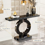 Tribesigns Modern Mirrored Console Table, Glass Sofa Table with Mirror Finish, 43-Inch Entryway Table with O-Shaped Base, Rectangular Accent Foyer Table for Living Room Hallway Entrance (Black)
