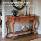 Tribesigns Vintage Console Table with Solid Wood Veneer, 47.2-Inch Mid-Century Modern Entryway Table with 2 Shelves, Victorian Furniture for Living Room, Hallway, Entrance, Foyer (Walnut)