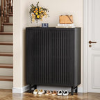 Tribesigns Shoe Cabinet with Shutter Doors, 6-Tier Entryway Shoe Cabinet with Adjustable Shelves, Wooden Modern Rack Organizer for Entryway, Hallway, Closet, Living Room, Black