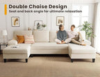 KKL Sectional Sofa Couch for Living Room, 112 Inches U Shaped Couch with Storage, Home Sofas with Chaise, Modern Comfy Couches for Apartment, Living Room Furniture, Chenille (Beige, U Shape)