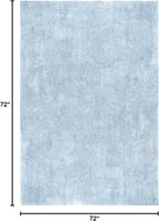 nuLOOM 6' Square Cozy Plush Area Rug, Machine Washable, Non-Slip, Soft Fluffy Shag Carpet for Living Room Bedroom Kids Room Nursery Home Decor, Loni Light Blue
