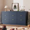 Navy Dresser for Bedroom, 9 Drawer Double Dresser, Modern Chest of Drawers for Bedroom, Living Room, Entryway and Closet, 63" L x 15.7" D x 31.5" H