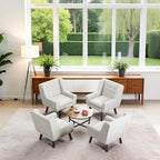 HUIMO Upholstered Accent Chairs Set of 2,Button-Tufted Reading Comfy Living Room Chair with Wooden Legs,Mid Century Modern Chair with Linen Fabric,Club Chair Comfy Arm Chairs for Bedroom,Beige
