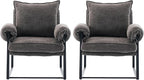 Xifan Modern Comfy Reclining Chair with 6 Angle Adjustable Backrest, Upholstered Accent Chair Fabric Living Room Lounge Chair for Reading Room - Gray, Set of 2