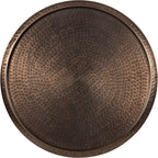 Kate and Laurel Sanzo Modern Pedestal Side Table; 15 x 15 x 24; Bronze; Decorative End Table with Hammered Tabletop for Use as a Bedroom Nightstand or Living Room Accent