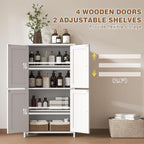 Nuturelly Bathroom Floor Storage Cabinet, Bathroom Organizers and Storage with Top Board & Metal Handles for Kitchen, White
