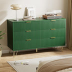 Green Dresser for Bedroom, Modern Dresser with Gold Metal Handles & Chests of Drawers for Bedroom, 15.7" D x 47.2" W x 29.5" H