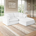 Modular Sectional Sofa Cloud Couch,Down Filled Comfy Cloud Modern Sofa,White Linen L Shape Oversized Couch Cushion Covers Removable for Living Room