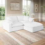 Modular Sectional Sofa Cloud Couch,Down Filled Comfy Cloud Modern Sofa,White Linen L Shape Oversized Couch Cushion Covers Removable for Living Room