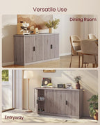 VASAGLE MAXE Collection - Buffet Cabinet, Fluted Console Cabinet, Sideboard with Adjustable Shelves, Mid Century Modern Buffet Table, 15.8 x 58.3 x 31.5 Inches, Washed Gray UBBK382G01S