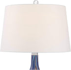 Possini Euro Design Taylor 29" Tall Teardrop Modern Coastal End Table Lamp Blue Art Glass Single Fabric White Shade Living Room Bedroom Bedside Nightstand House Office Home Kitchen Entryway Console