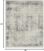 RUGGABLE Washable Vintage Area Rug – Kamran Blue Quartz 8x10, Stain-Resistant, Non-Slip – Large Machine Washable Rugs for Living Room, Bedroom, Hallway, Entryway & Office–with Standard Pad