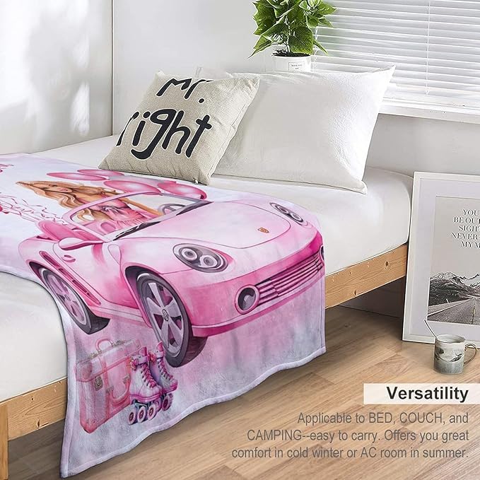 Birthday Blanket Birthday Gifts for Girls Women Pink Throw Blanket for Kids Adults Soft Warm Cozy Fleece Blanket for Couch Sofa Bed 50"x60"
