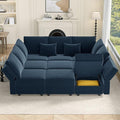 Vesgantti Modular Sofa Bed with Storage, 92" Sleeper Sofas with 9 Seats Storage Chaises Removeble Cover, Luxury Large Velvet Sectional Couch Set for Living Room, Apartment, Home Theatre, Blue