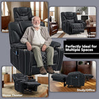 Power Lift Chair for Elderly: 9988 High Density Foam Lay Flat with Heat and Massage, Reclining to 180, 2 Pockets Cup Holders, 2 Remote Controls, Dual OKIN Motors - Breathable Leather Black