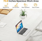 Tribesigns 70.8-Inch Executive Desk, Large Computer Office Desk Workstation, Modern Simple Style Laptop Desk Study Writing Table Business Furniture for Home Office (White, 70.8 Inch)