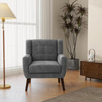 Accent Chair, Mid-Century Modern Velvet Fabric Chairs with Arms for Living Room, Comfy Upholstered Club Single Sofa Armchair for Bedroom Waiting Room with Solid Wood Frame (Velvet Grey, Set of 1)