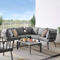 Modway Riverside Outdoor Furniture, 6-Piece Set, Gray Charcoal