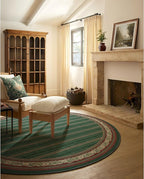RUGGABLE x Morris & Co Machine Washable Area Rug – Fruit Stripe Spruce Green 8 ft Round, Stain-Resistant, Non-Slip – Large Rugs for Living Room, Bedroom, Hallway, Entryway & Office–with Cushioned Pad