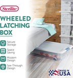 Sterilite 8-Pack Latching Box, Under Bed Storage Bins with Lids, Clear Plastic, 56 Quart - Heavy-Duty Organizing Containers for Closet, Bathroom, and Office