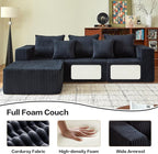Modular Sectional Sofa, 101" Boneless Couch Sectional, Deep Seat L Shaped Sofa, All-Foam Filled Cloud Couch for Living Room (Black, Corduroy)