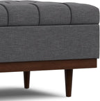 SIMPLIHOME Mariah 34 inch Wide Contemporary Rectangle Coffee Table Storage Ottoman in Slate Grey Polyester Linen, Assembled, For the Living Room, Entryway and Family Room