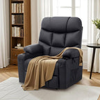 MCombo Power Lift Recliner Chair with Extended Footrest for Elderly People, Faux Leather 7287 (Black, Medium)