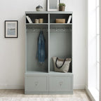 Crosley Furniture Harper 2-Piece Hall Tree Entryway Set with Storage Bench and Coat Rack Hooks for Hanging, Gray