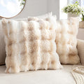 MIULEE Faux Fur Pillow Covers Thick Soft Plush Throw Pillows Luxury Home Decor for Couch Bed Bedroom Living Room Sofa,18x18 Inch Pack of 2 White-Beige