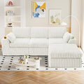 114" Cloud Boneless Sectional Couches for Living Room, Modular Sectional Sofa with Cup Holder, Cozy Fluffy L Shaped Deep Seat Boneless Couch with Storage Pocket, No Assembly Required, White