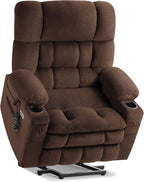 Tami Tami Dual Motor Power Lift Chair Recliner for Elderly with Massage and Heat, Infinite Position Electric Lift Recliner with Adjustable Headrest, USB (T6015 - Plush Fabric, Dark Brown, Oversized)