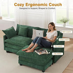 77" L Shaped Cloud Loveseat Sofa with Ottoman｜3-Seat Chenille Sectional Couch with 29.1" Deep Seat｜FSC Certified Solid Wood & Metal Frame｜Easy Assembly & 1YR Guarantee ｜for Living Room Apartment