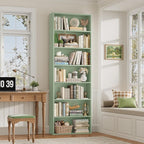 FACBOTALL 82" Tall Bookshelf, 7-Tier Open Shelves Bookcase, Freestanding Display Storage Shelves, Tall Bookcase Home Decor Furniture for Home Office, Living Room, Bedroom, Green