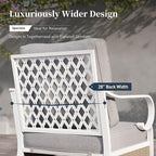 6 PCS Metal Outdoor Patio Furniture Set, Patio Conversation Set 1 3-Seater Couch, 2 Fixed Sofa, 2 Rocking Sofa with 5.75" Thick Cushion and Coffee Table White Backyard Furniture, Gray