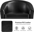 Yaheetech Barrel Chair, Faux Leather Accent Chair, Leather Armchair Club Chair with Soft Padded and Sturdy Legs for Living Room/Bedroom/Study/Waiting Room, Black