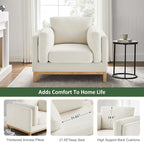VANOMi 41.34" Oversized Accent Chair, Upholstered Armchair with Solid Wood Legs Living Room Chairs with Wide Armrest Pads, Reading Chair for Bedrooms, Apartments, Living Rooms, Offices（Beige）