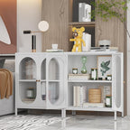 Small White Cabinet with High Feet, Metal Pantry Cabinet with Adjustable Shelf, Storage for Room, Office, Living Room,Dining Room,Sideboard, Hallway and Entryway