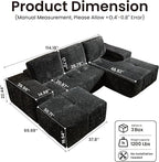 114" Glitter Cloud Sectional Couch with L-Shape Chaise & Ottoman, Modern Boneless Couches for Living Room, Fluffy Tufted Deep Seat Modular Sofa No Assembly (Gray Sparkly Velvet,Right Facing)