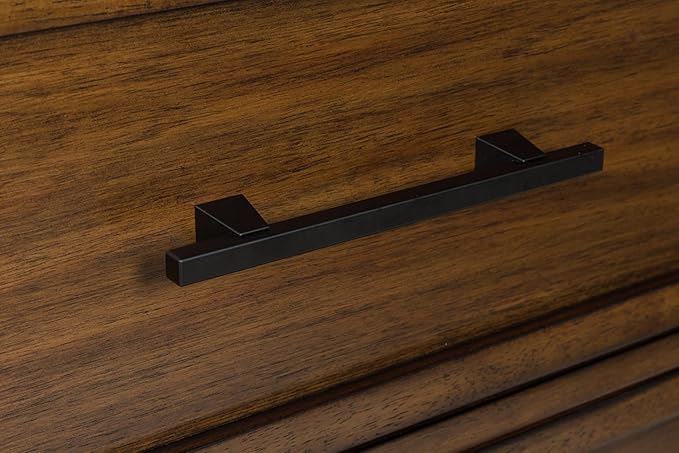 Signature Design by Ashley Taffenbrook Farmhouse 5-Drawer Chest with Felt-Lined Top Drawer and Easy Glide for Bedroom, Dark Brown