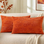 decorUhome Decorative Two Rust Pumpkins Thanksgiving Throw Pillow Covers 12x20 Set of 2, Soft Chenille Jacquard Farmhouse Textured Pillow Covers for Couch Bed Sofa Autumn Harvest Halloween Holiday