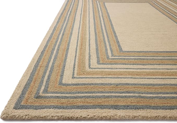 Loloi Chris Loves Julia Alfie Collection ALF-05 Natural/Multi 9'-3" x 13' Area Rug Wool Neutral Living Bedroom Dining Carpet